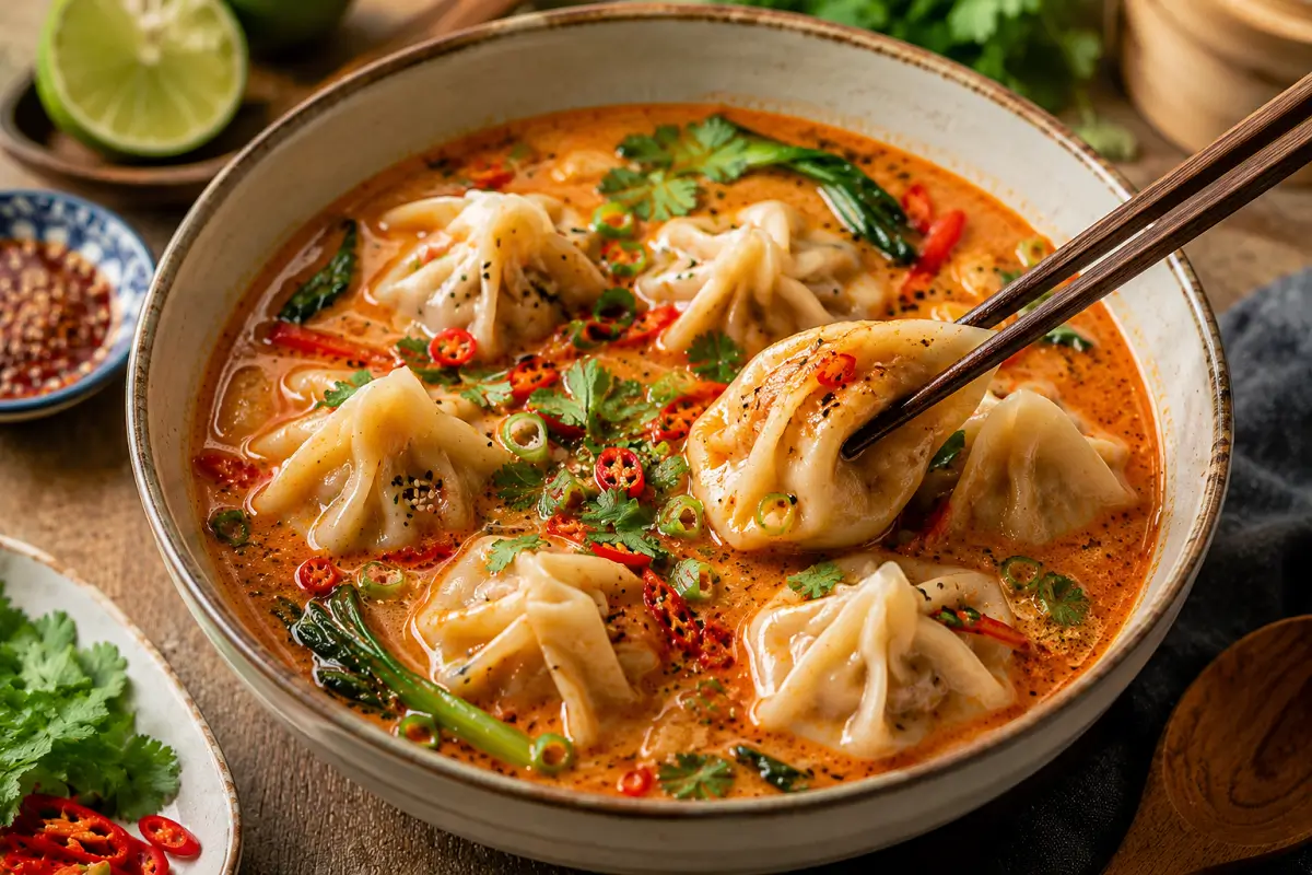 Thai red curry soup dumplings