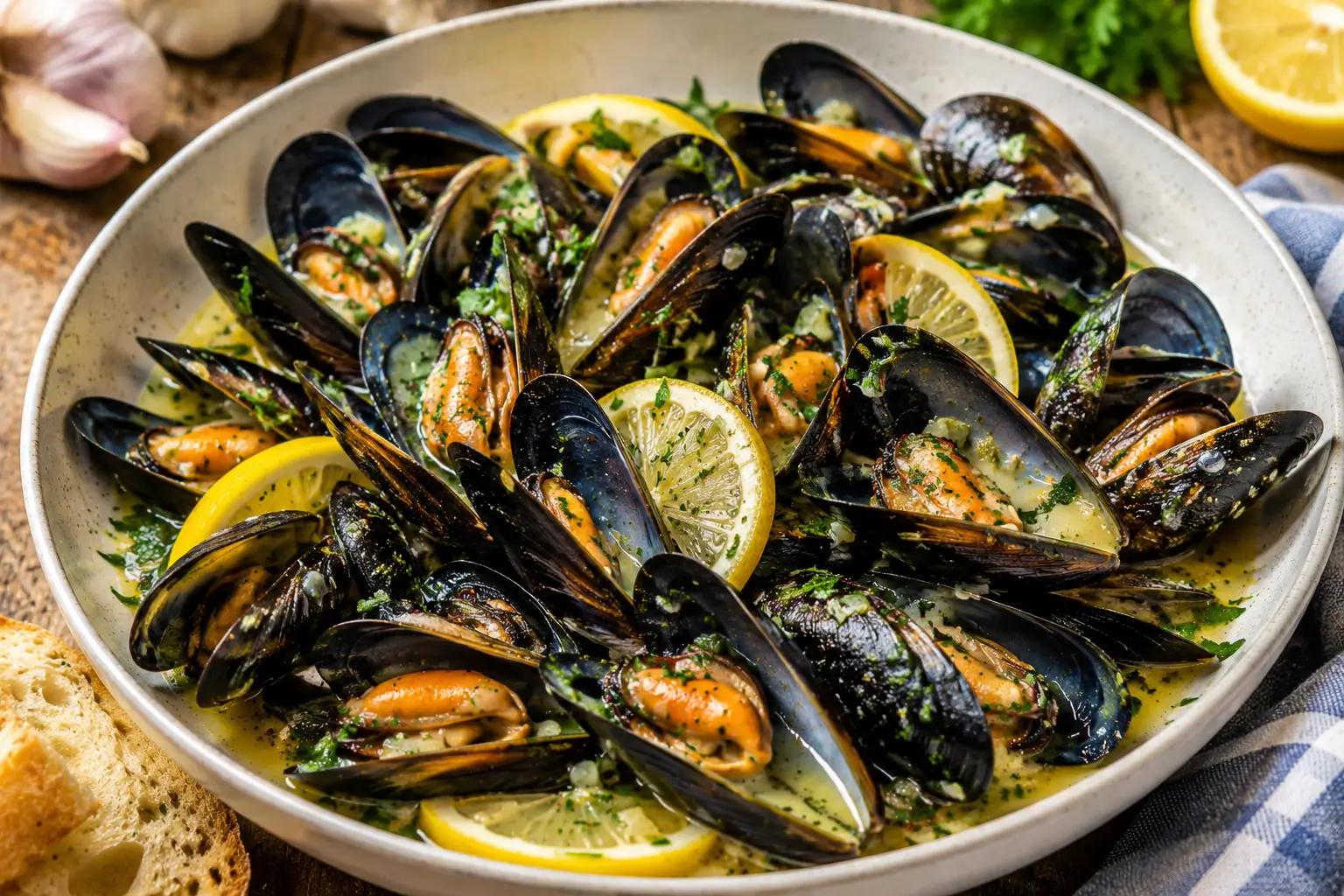 lemon garlic butter mussels