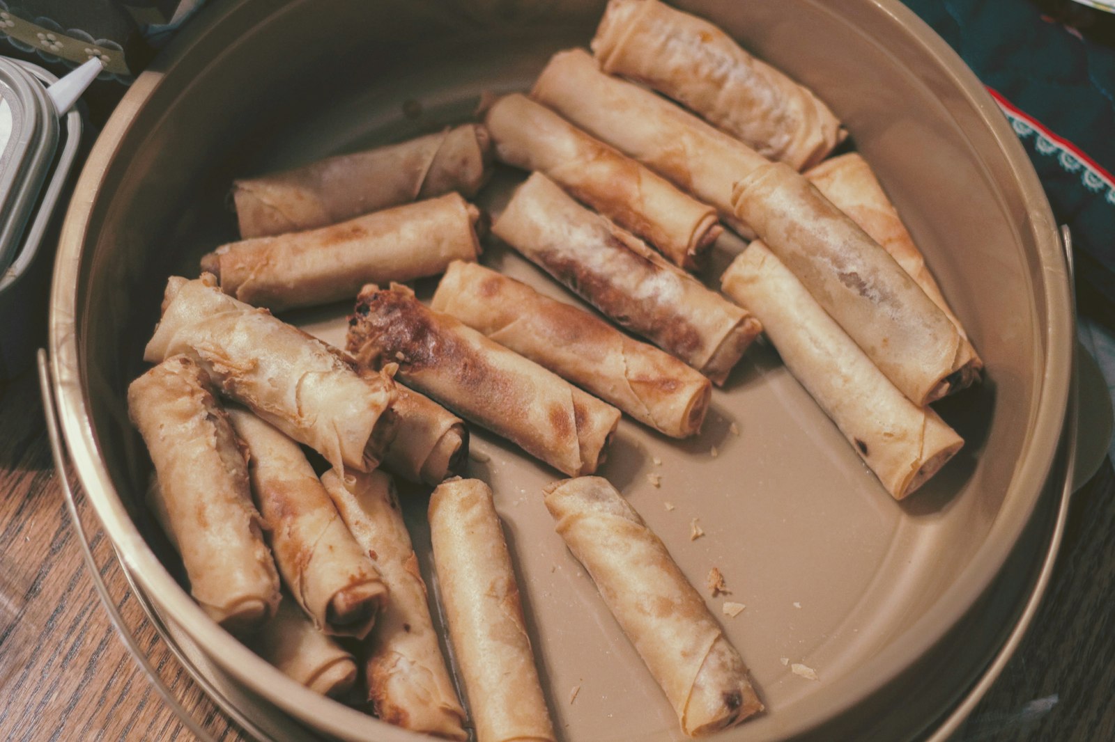Crispy vegetable spring rolls fried until golden